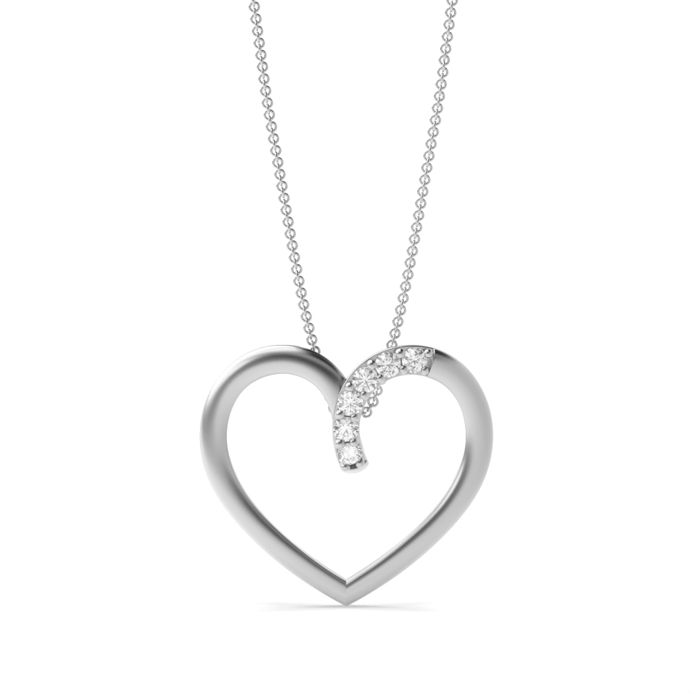 4 prong setting round shape diamond heart style pendant