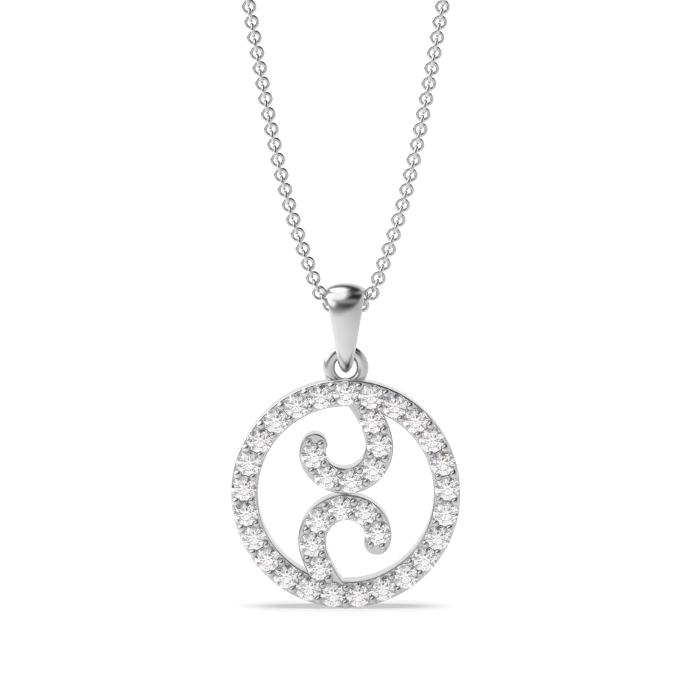 4 prong setting round shape diamond circle pendant