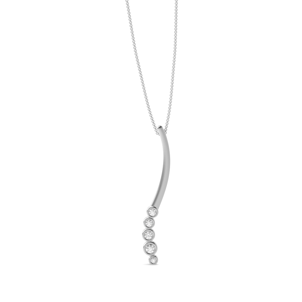 Bezel setting round shape diamond journey pendant