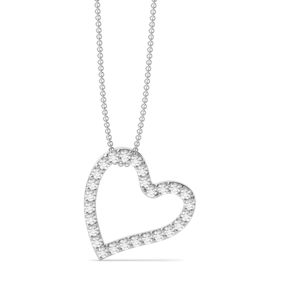 Pave Setting Stylish Heart Diamond Statement Necklaces (14.00mm X 14.00mm)