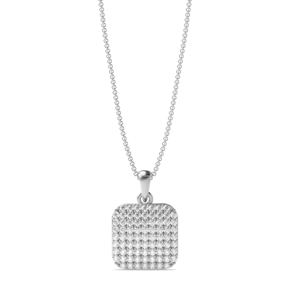 prong setting round diamond princess shape pendant