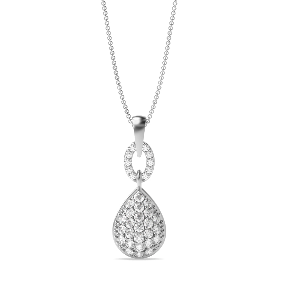 pave setting round shape diamond cluster pendant