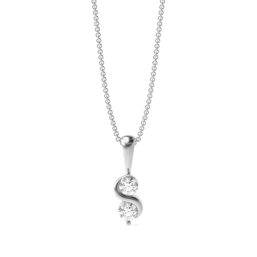 channel setting round shape diamond journey pendant