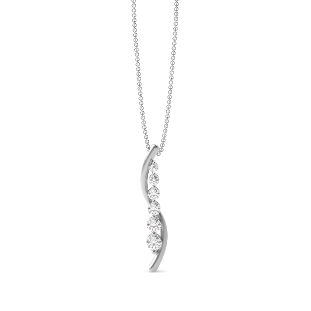 prong setting round shape diamond journey pendant