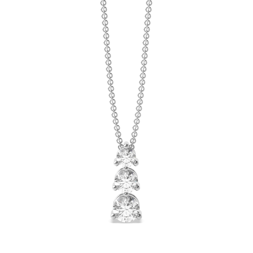 3 prong setting round shape journey pendant