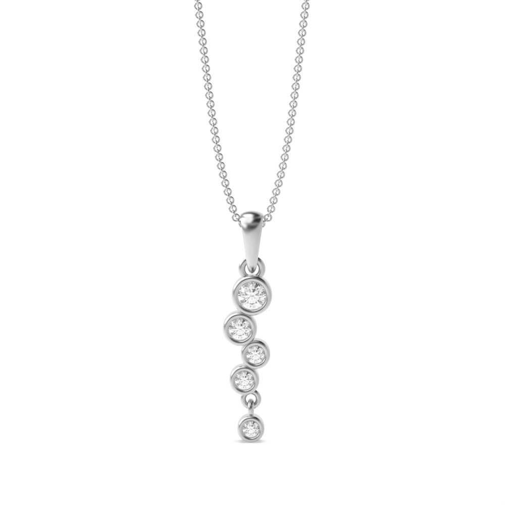 bezel setting round shape diamond journey pendant