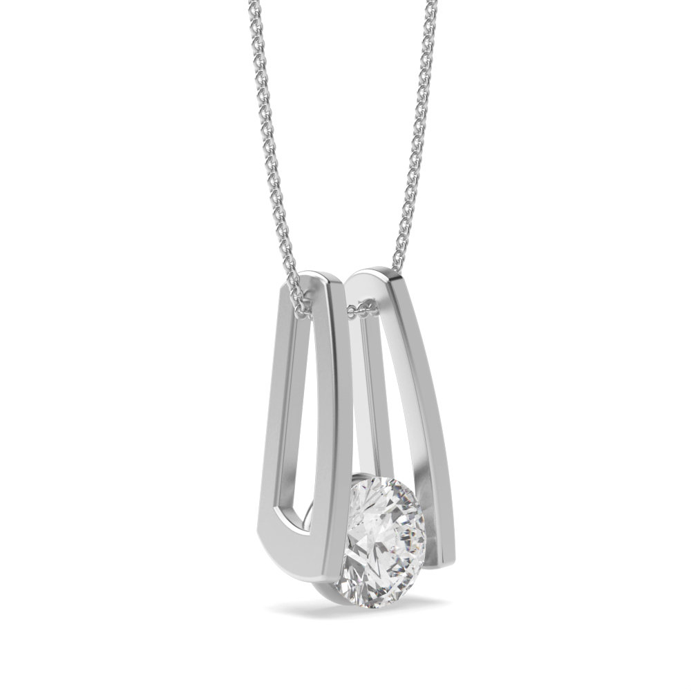 Bezel Setting Round Radiance Naturally Mined Diamond Solitaire Pendant Necklace