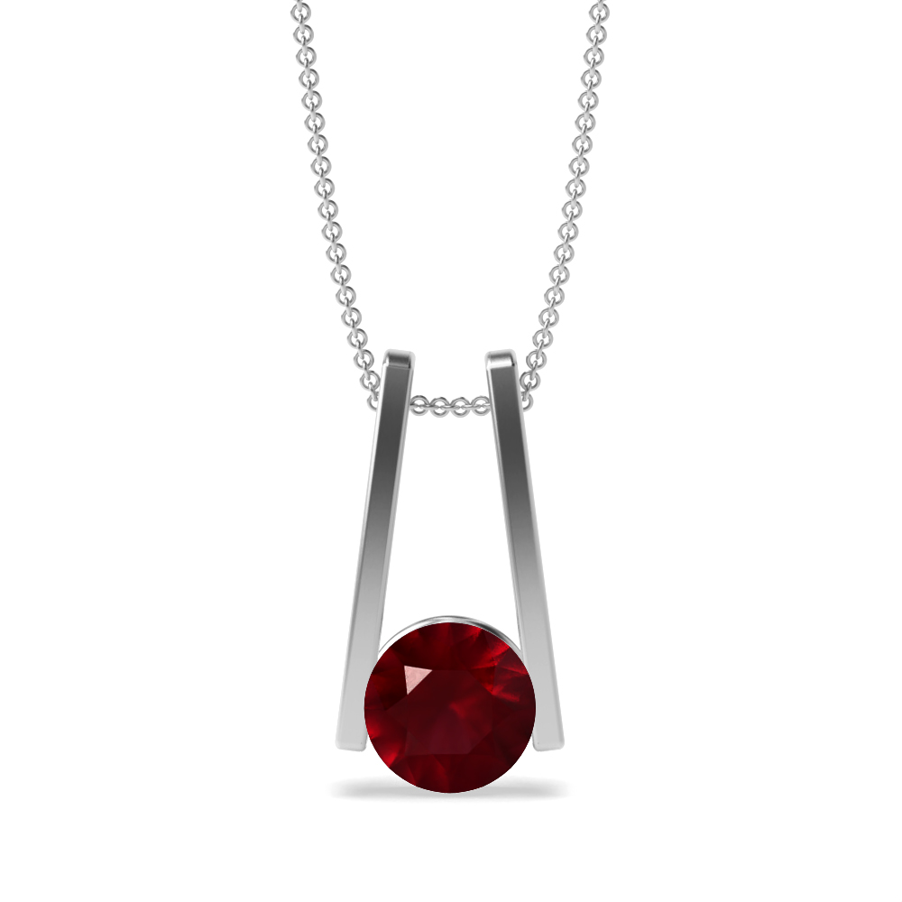 Bezel Setting Round Radiance Ruby Pendant Necklace