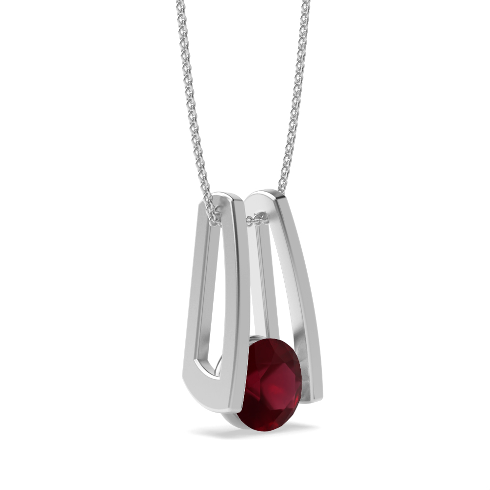 Bezel Setting Round Radiance Ruby Pendant Necklace