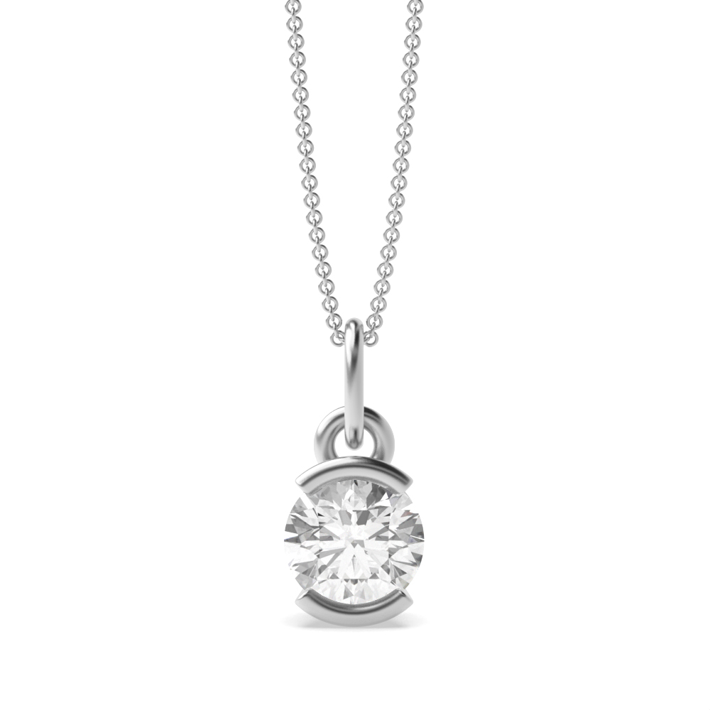 channel setting round diamond solitaire pendant