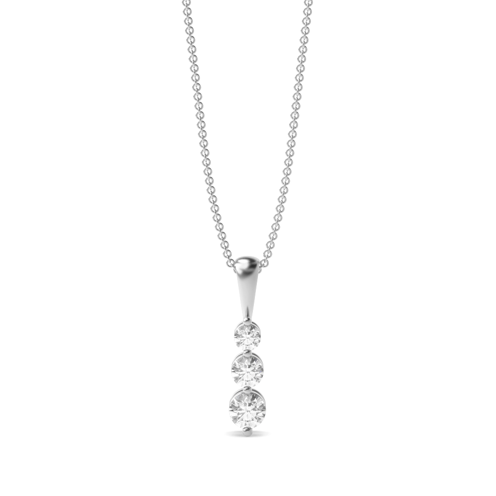 prong setting round shape journey pendant