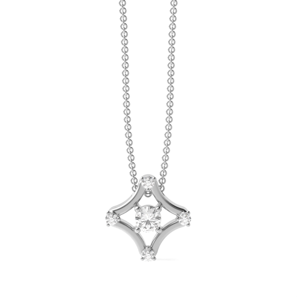 4 prong setting round diamond designer pendant