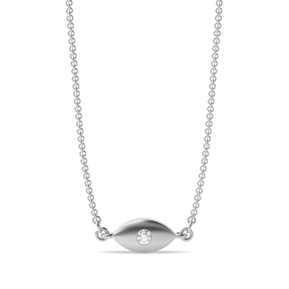 bezel setting round diamond eye shape pendant