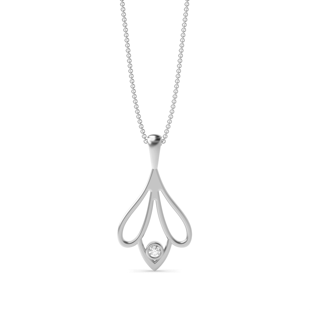 bezel setting round shape diamond designer pendant
