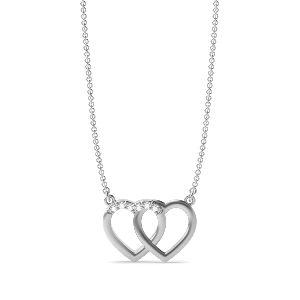 4 prong setting round shape double heart pendant