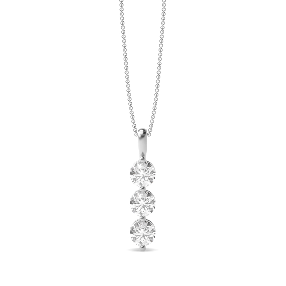 prong setting round shape 3 diamond pendant