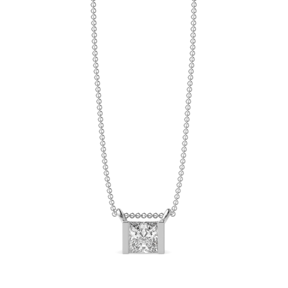 channel setting princess diamond solitaire pendant