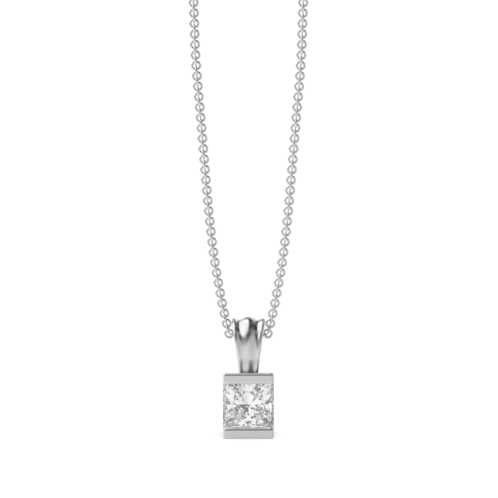 channel setting princess diamond solitaire pendant