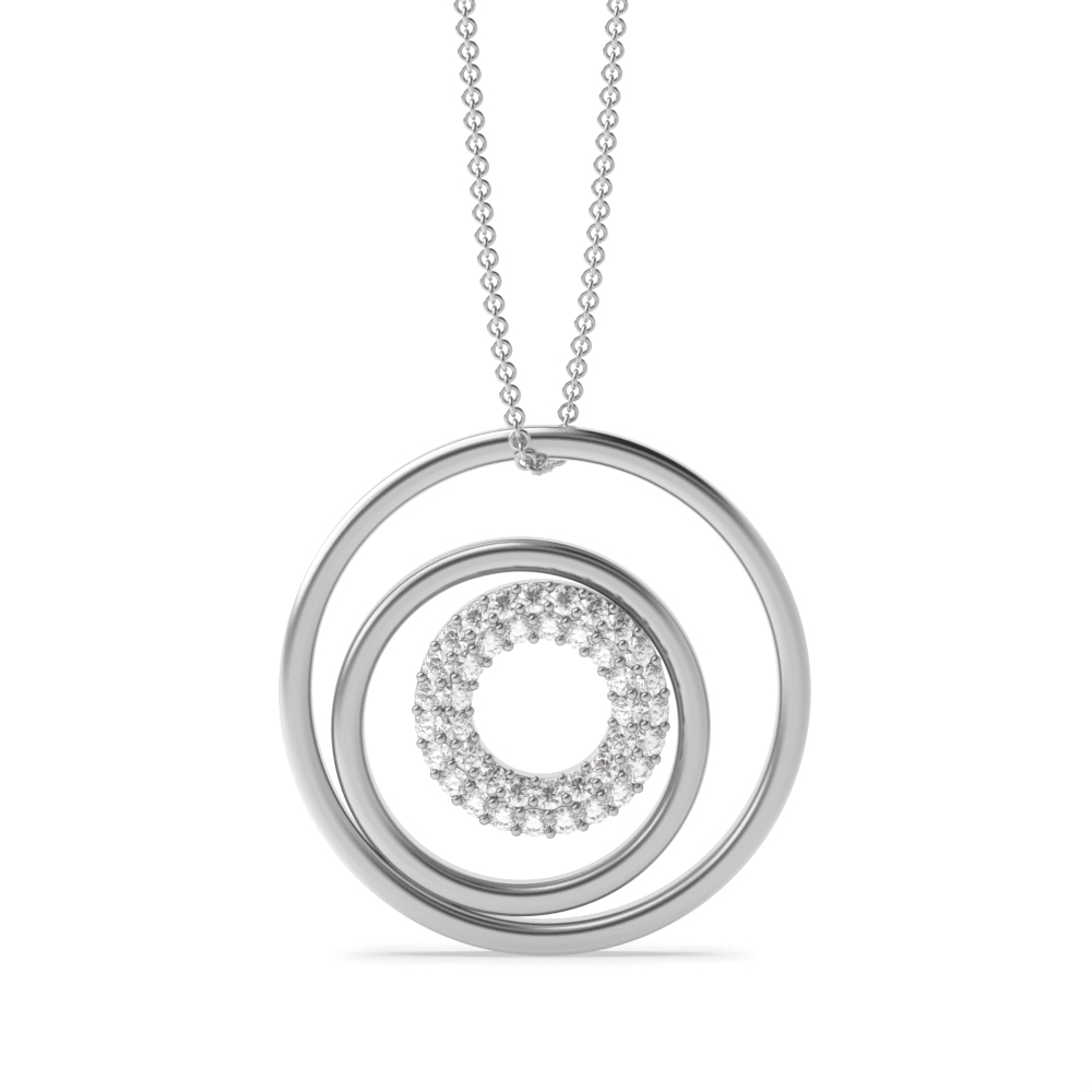 4 prong setting round shape diamond circle pendant