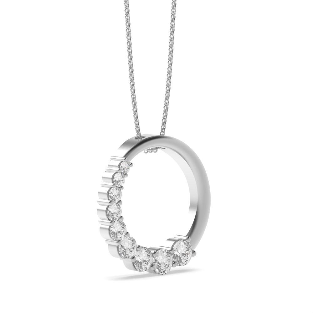 4 Prong Round Silver Glint Circle Pendant Necklace