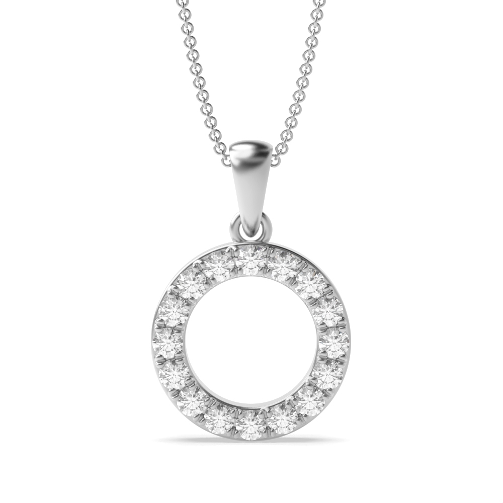 prong setting round diamond circle shape pendant