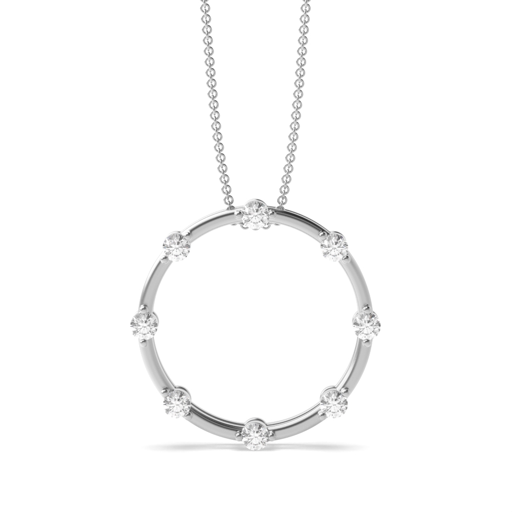 prong setting round shape diamond circle pendant