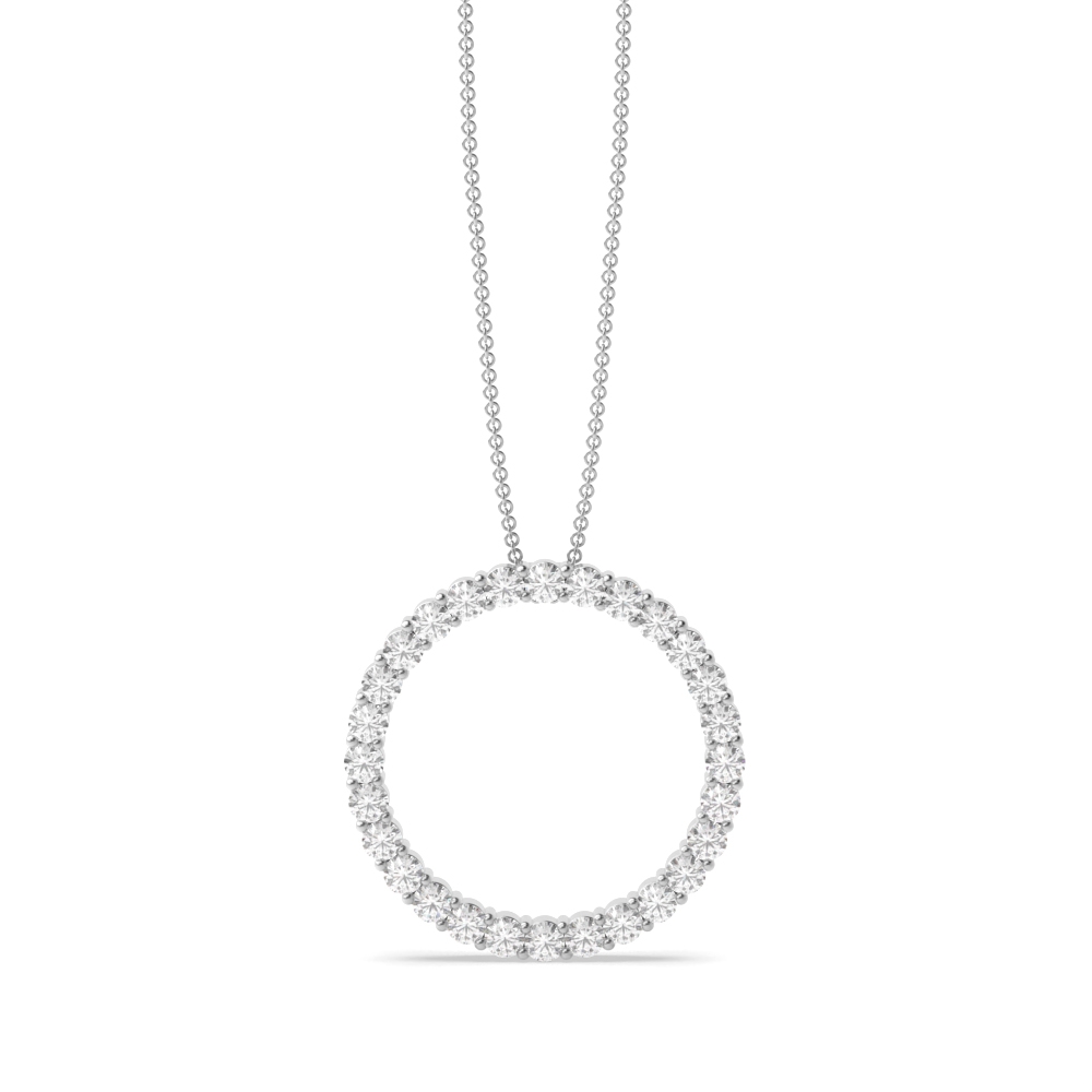 4 prong setting round shape diamond circle pendant