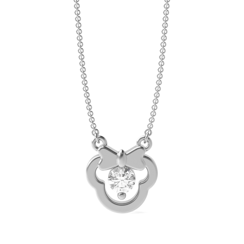 prong setting bow design round diamond pendants