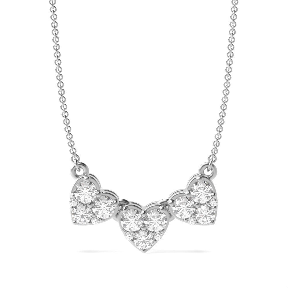 prong setting round shape diamond heart pendant