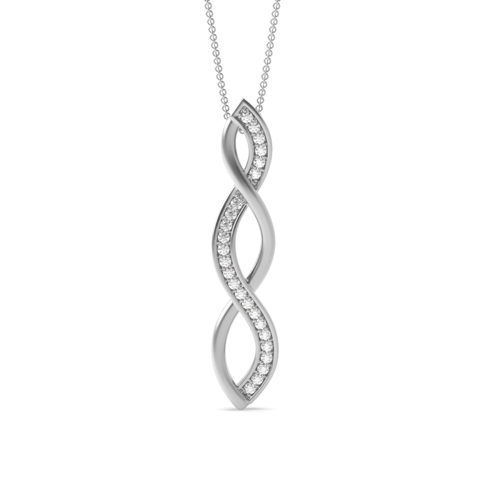 pave setting round shape diamond journey pendant