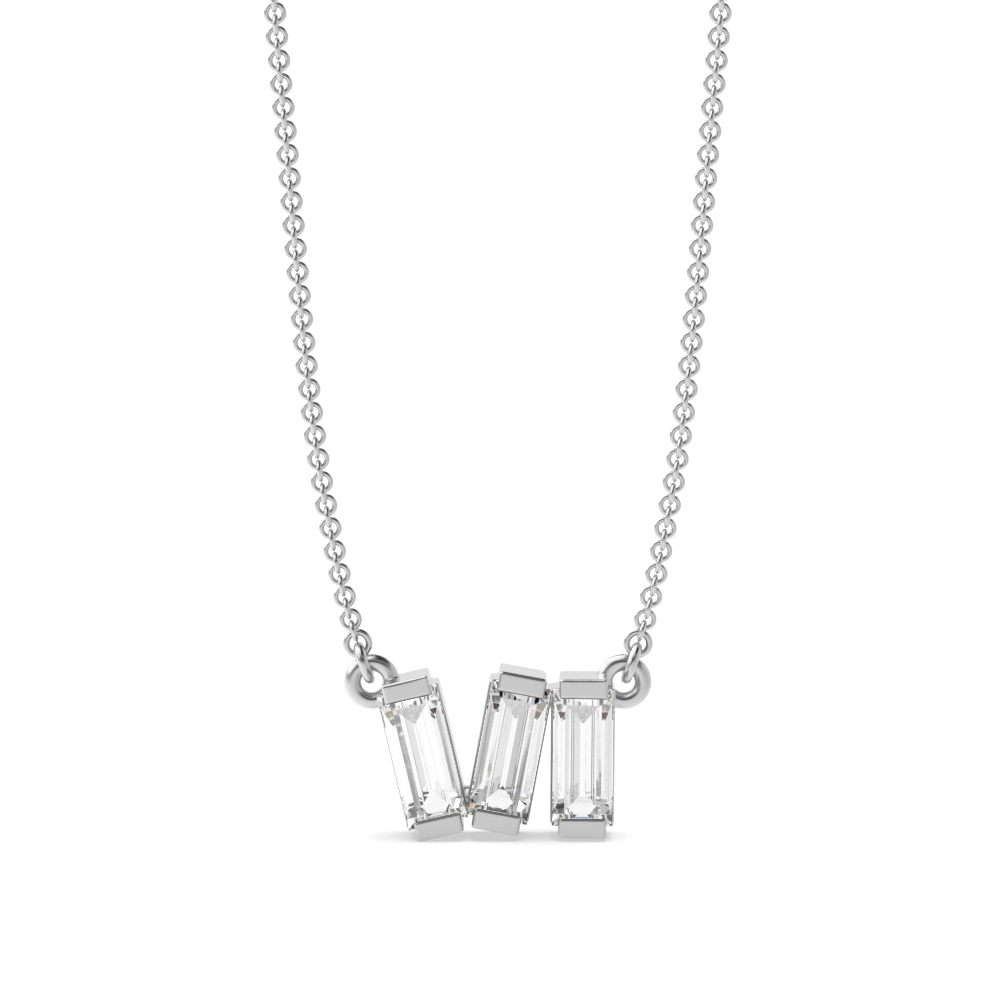 Channel Setting Baguette 3 stone Designer Pendant Necklace