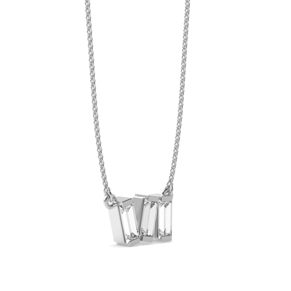Channel Setting Baguette 3 stone Designer Pendant Necklace