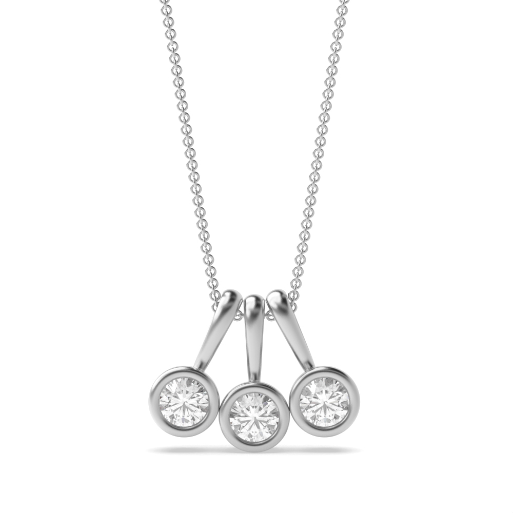 bezel setting round shape 3 stone designer pendant
