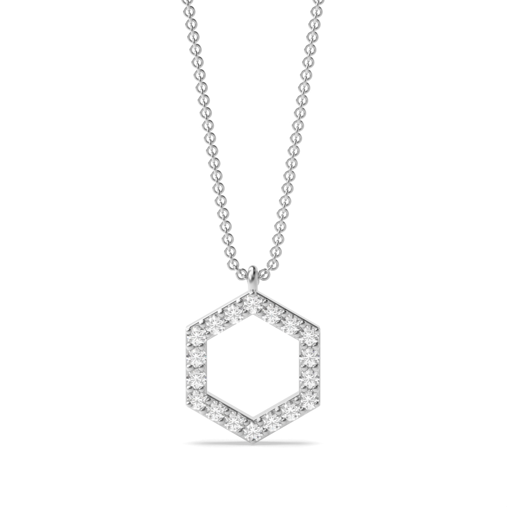 4 prong setting round shape hexagon design pendants