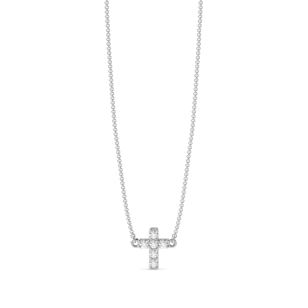 prong setting round diamond cross pendant
