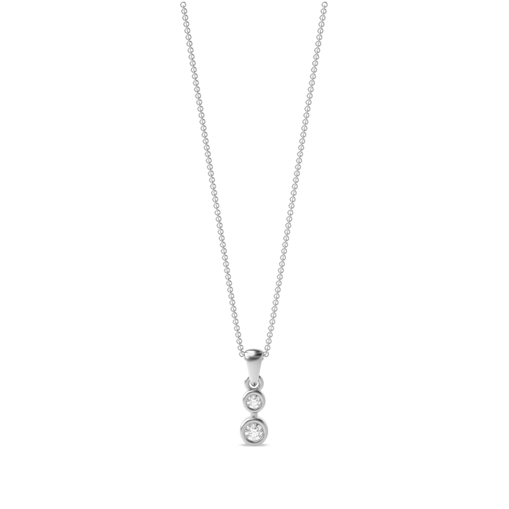 bezel setting 2 round diamond designer pendant