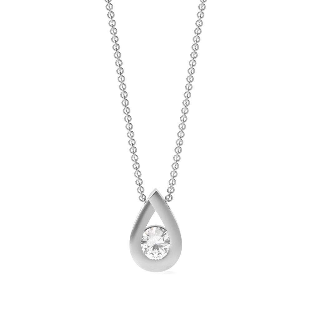 channel setting round diamond pear shape pendant