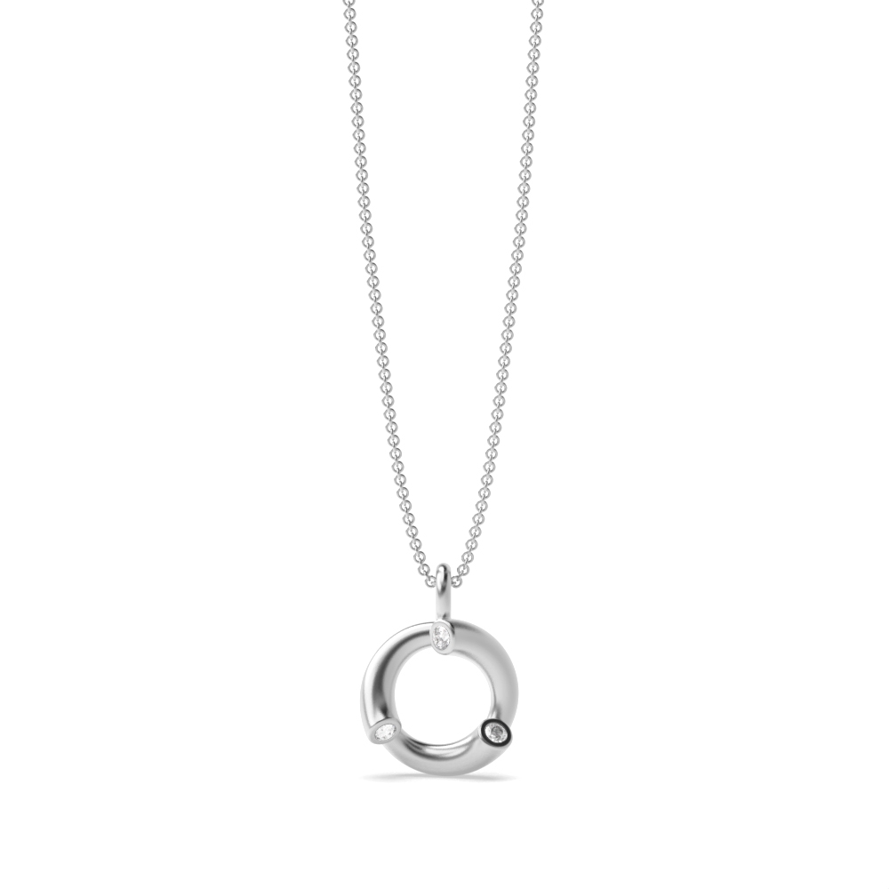 bezel setting round diamond circle pendant