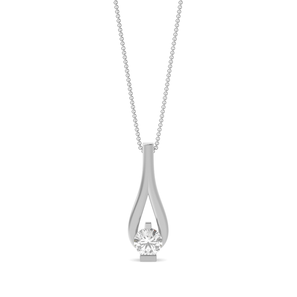 channel setting round diamond pear shape pendant