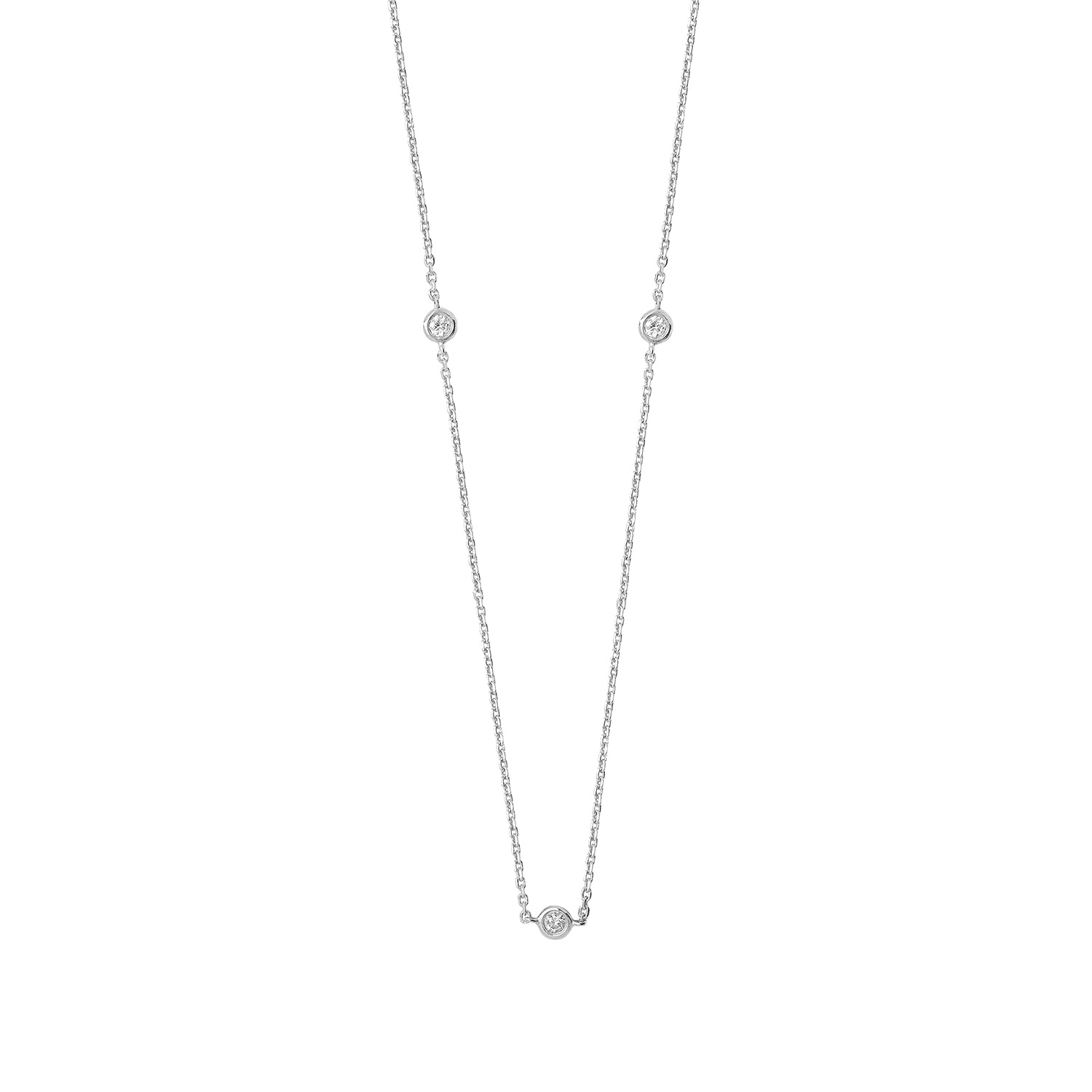 bezel setting round diamond necklace