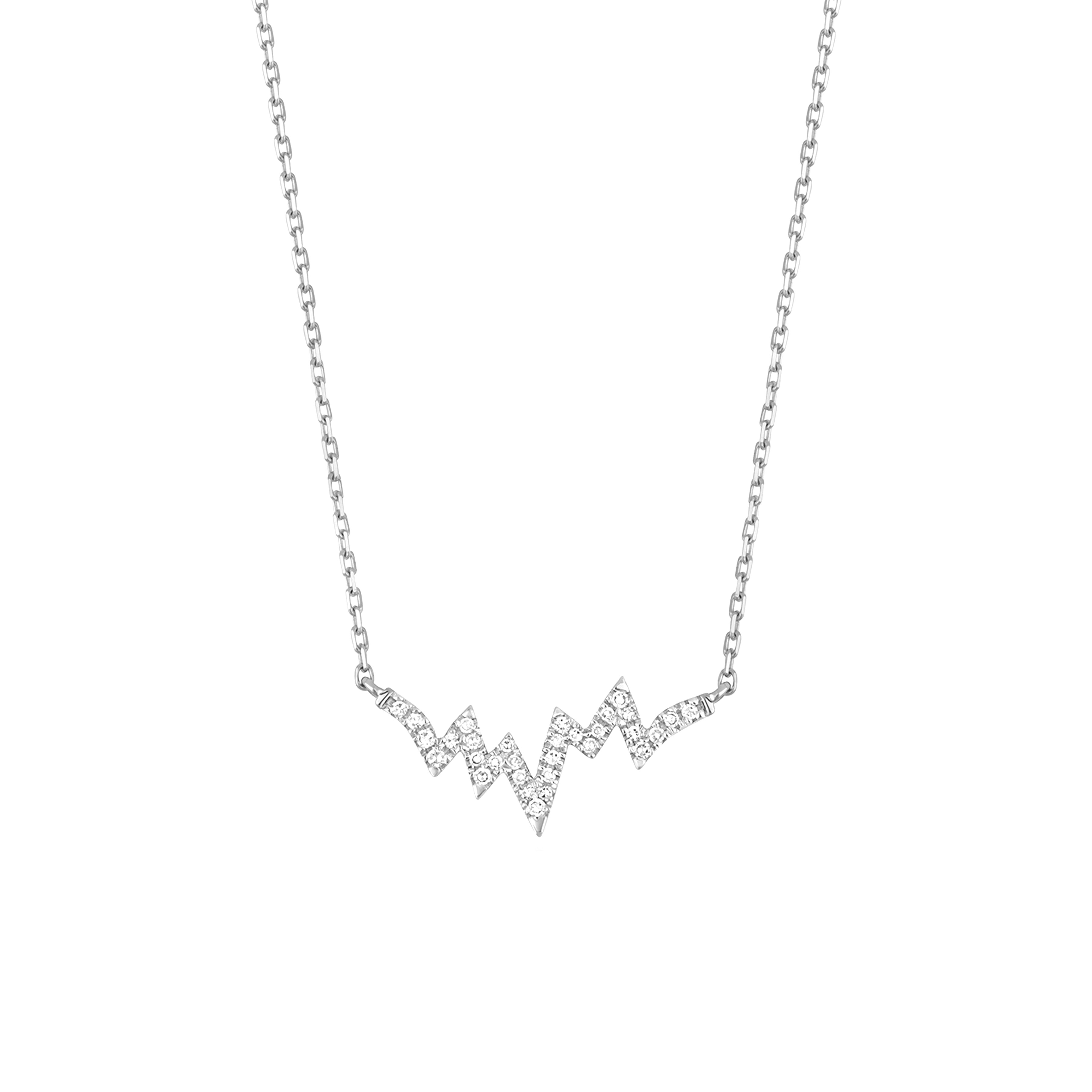 prong setting heartbeat shaped round diamond necklace