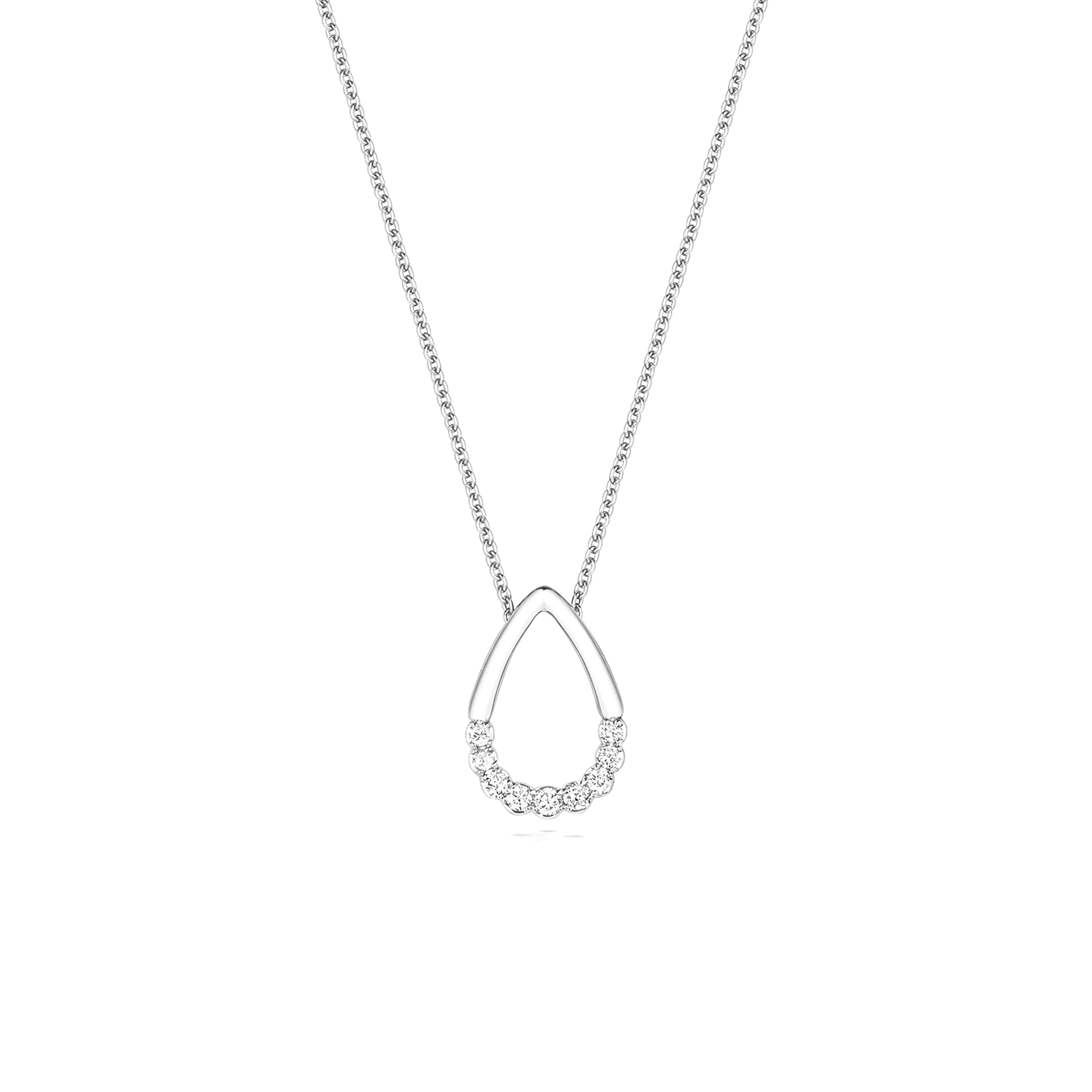 prong setting pear shaped round diamond pendant