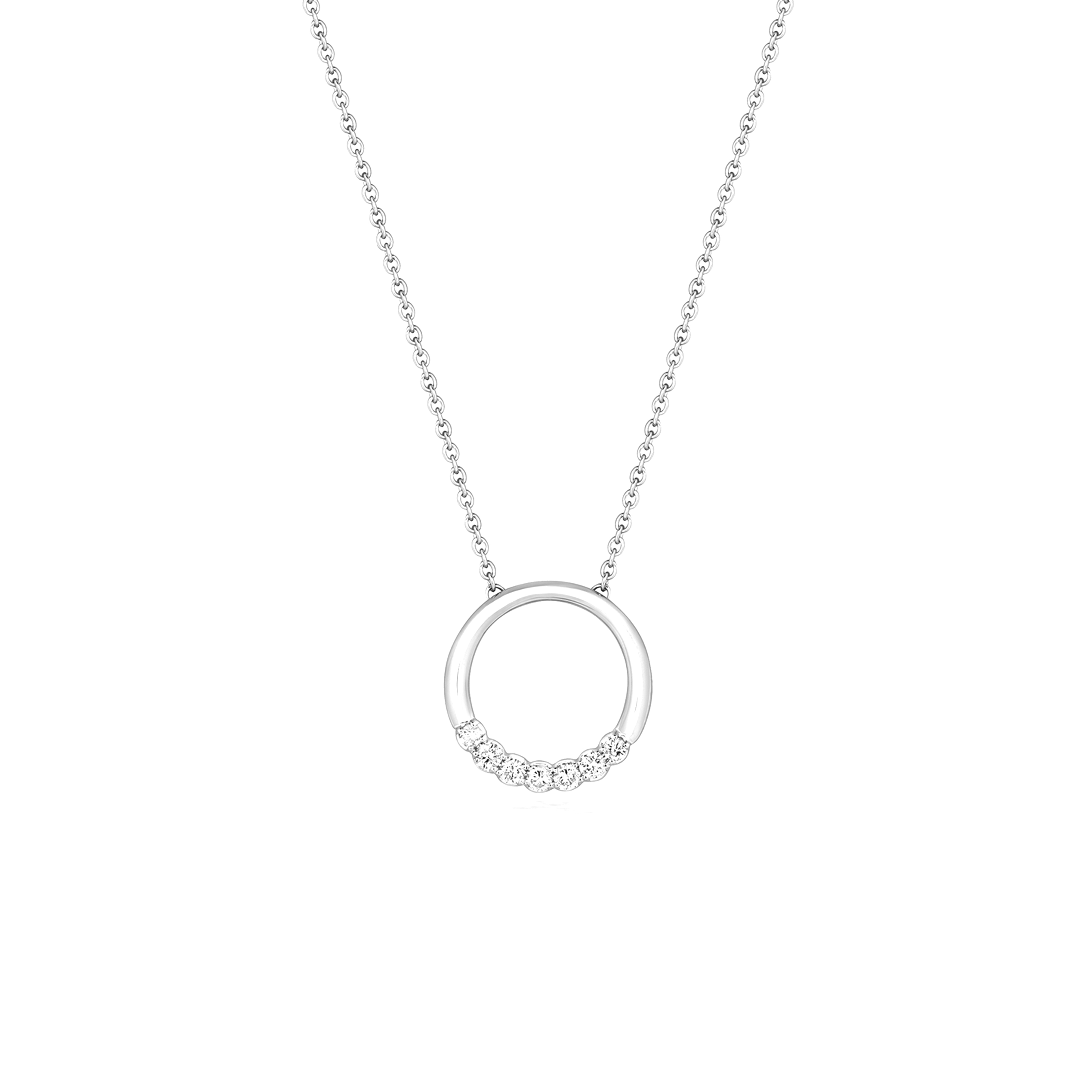 prong setting circle shaped round diamond pendant