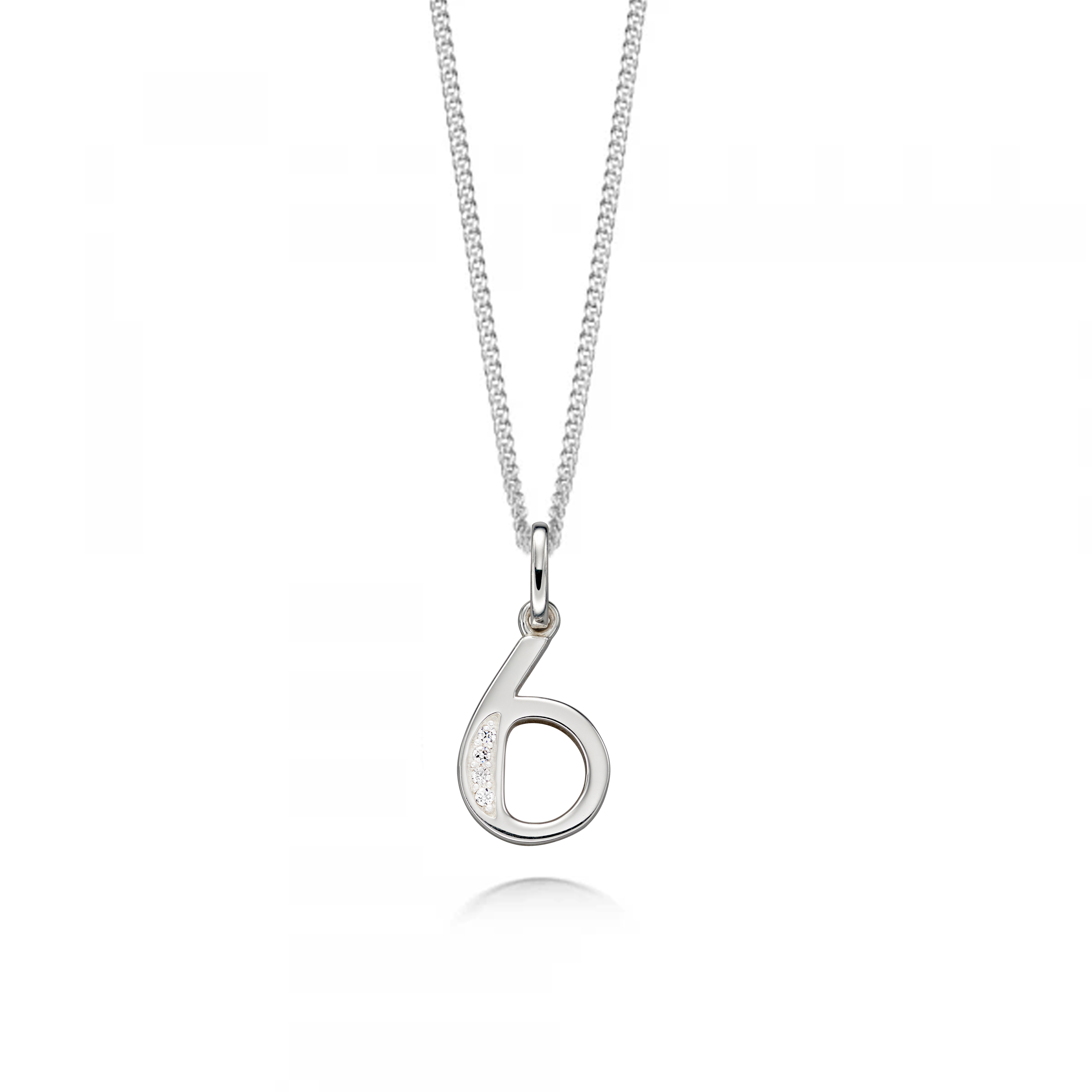 Pave Setting Number Six Diamond Neckalce and Pendant