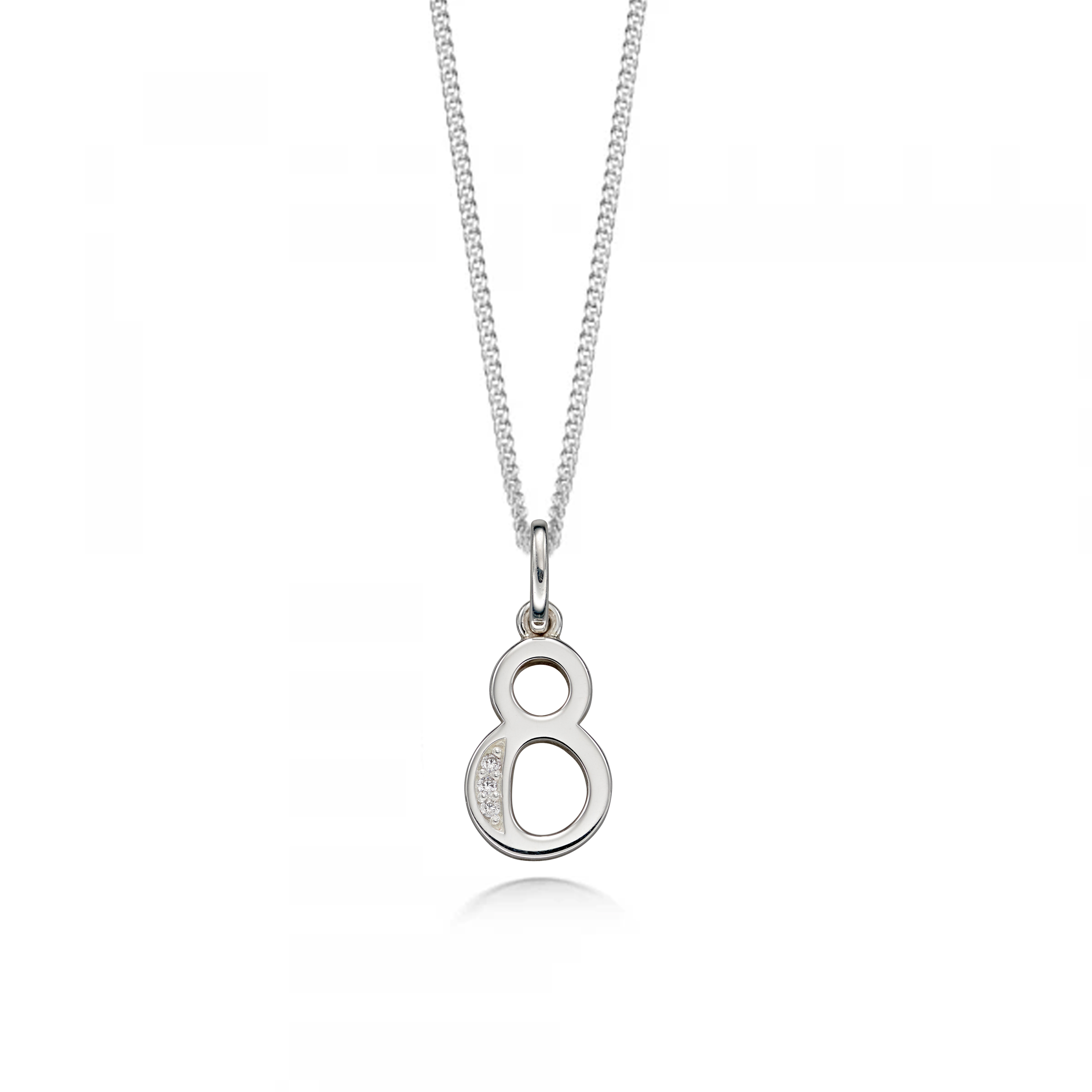 Pave Setting Number Eight Diamond Neckalce and Pendant