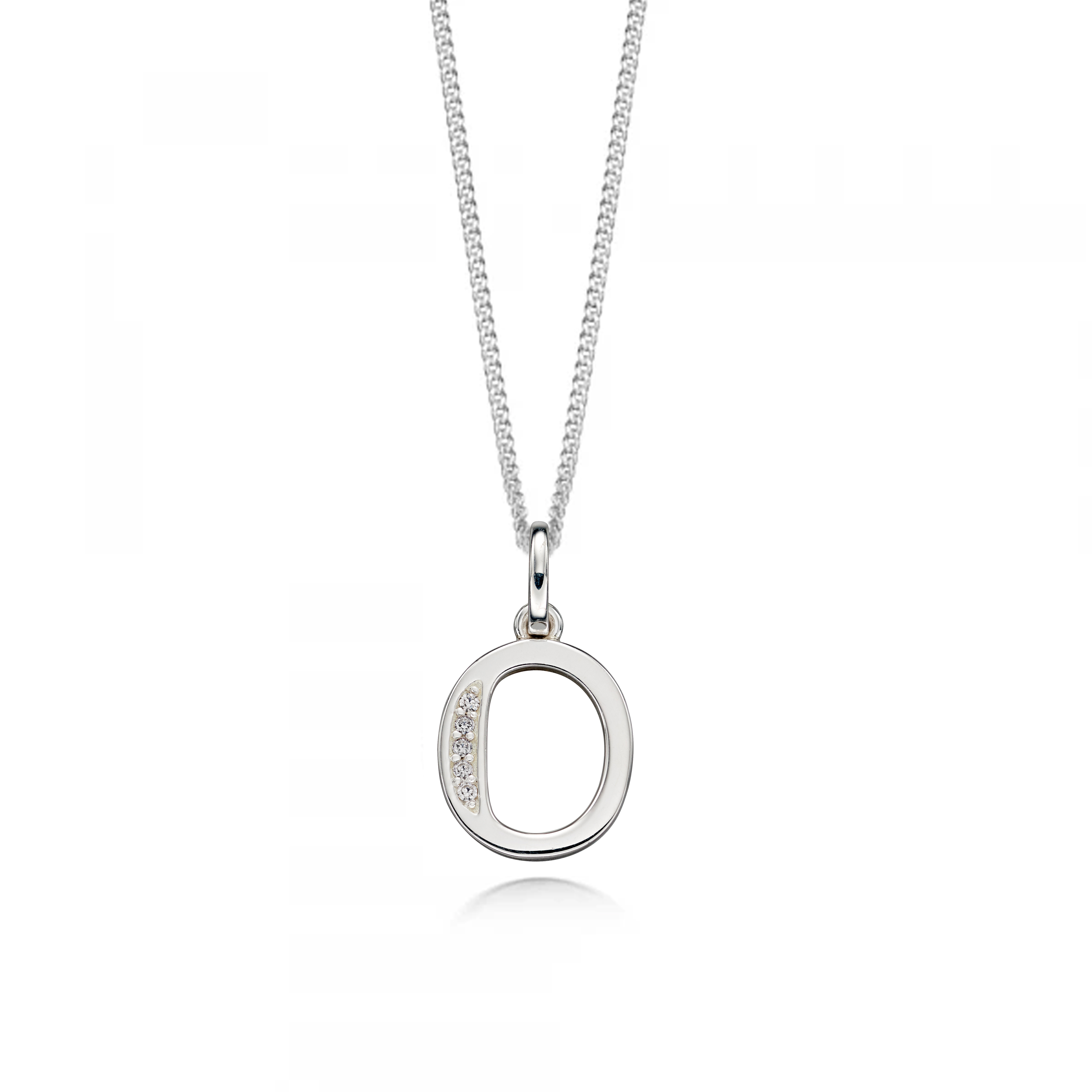Pave Setting Number Zero Diamond Neckalce and Pendant