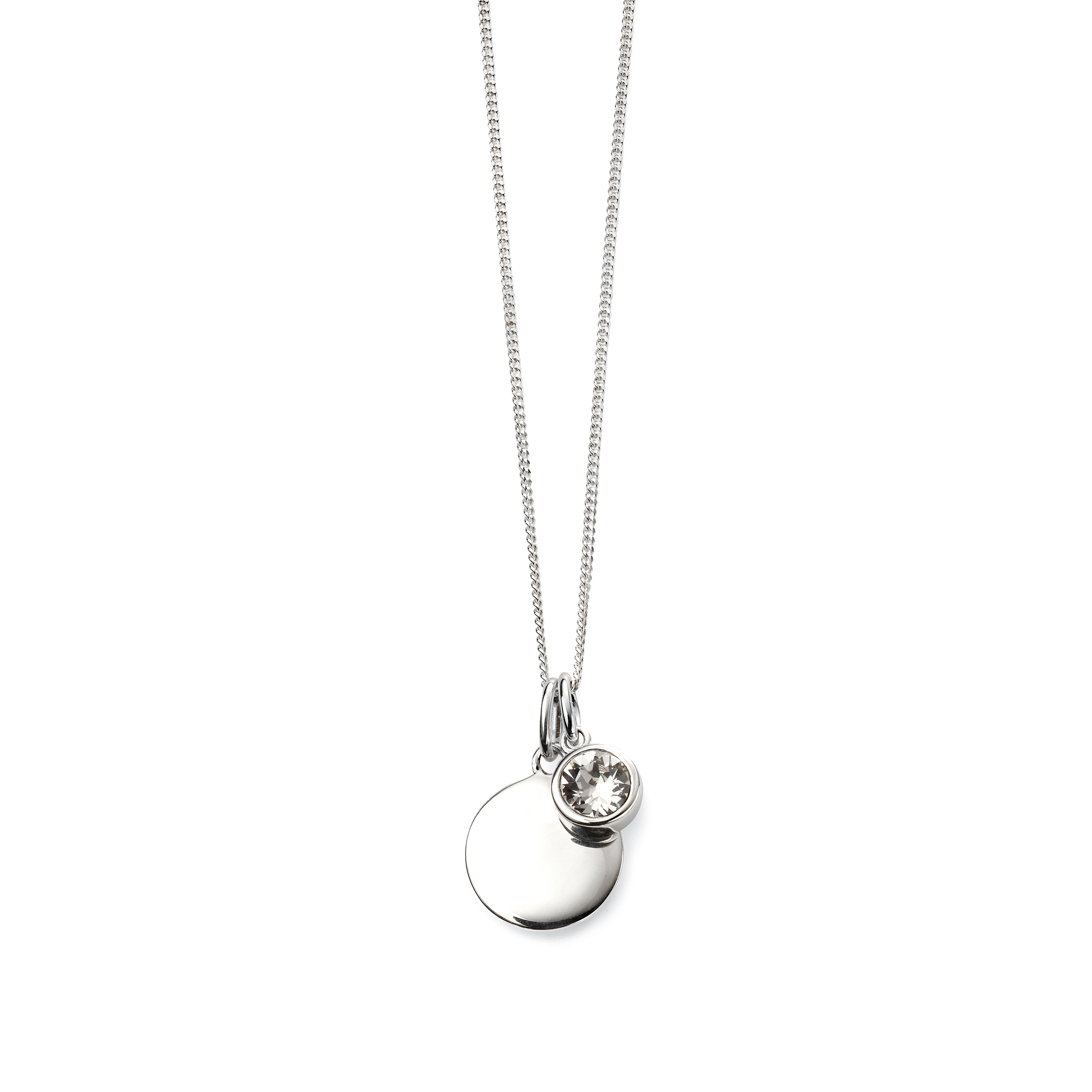 bezel setting round shape diamond with birthstone disc pendant