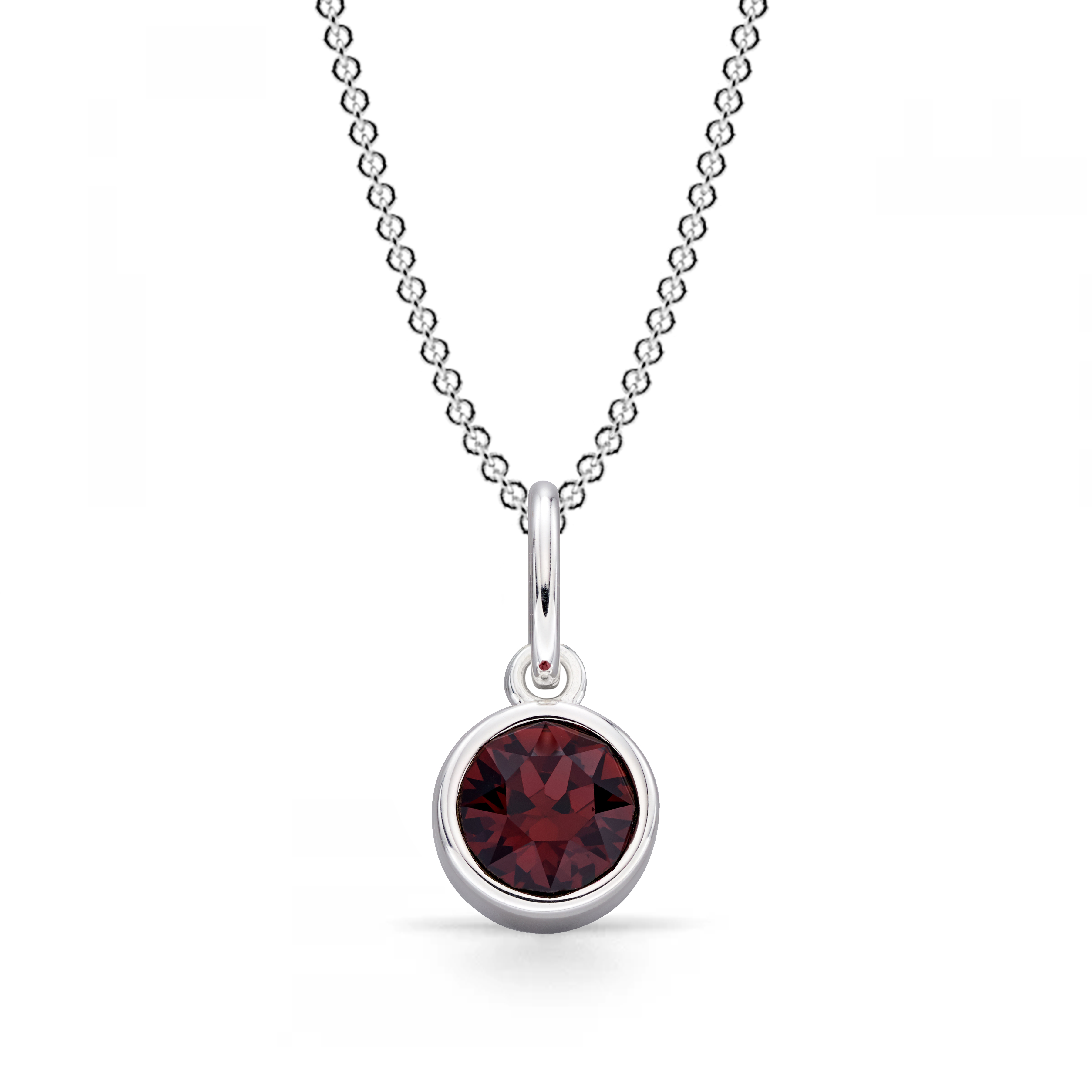 bezel setting round shape garnet birthstone pendant