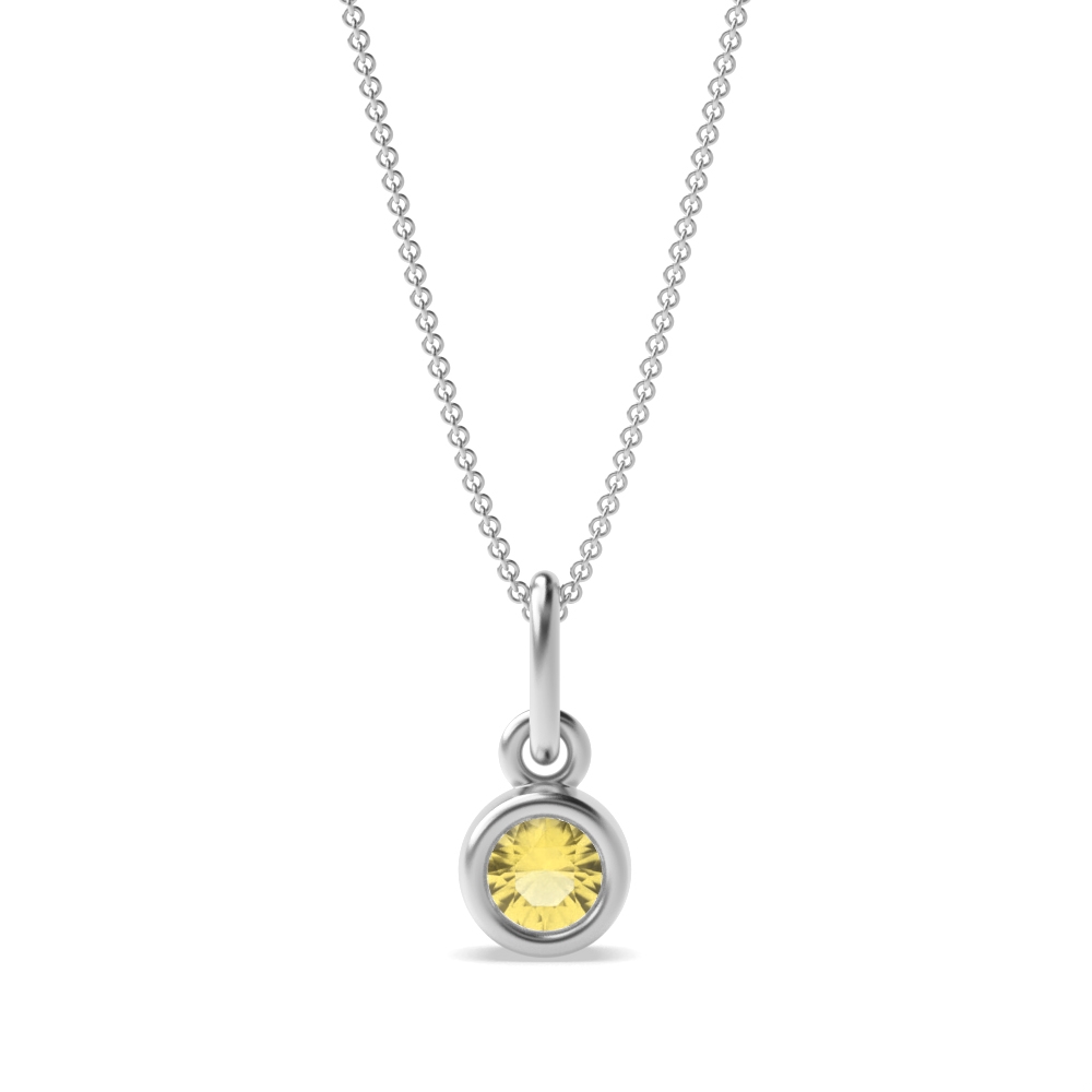 bezel setting round shape topaz birthstone pendant