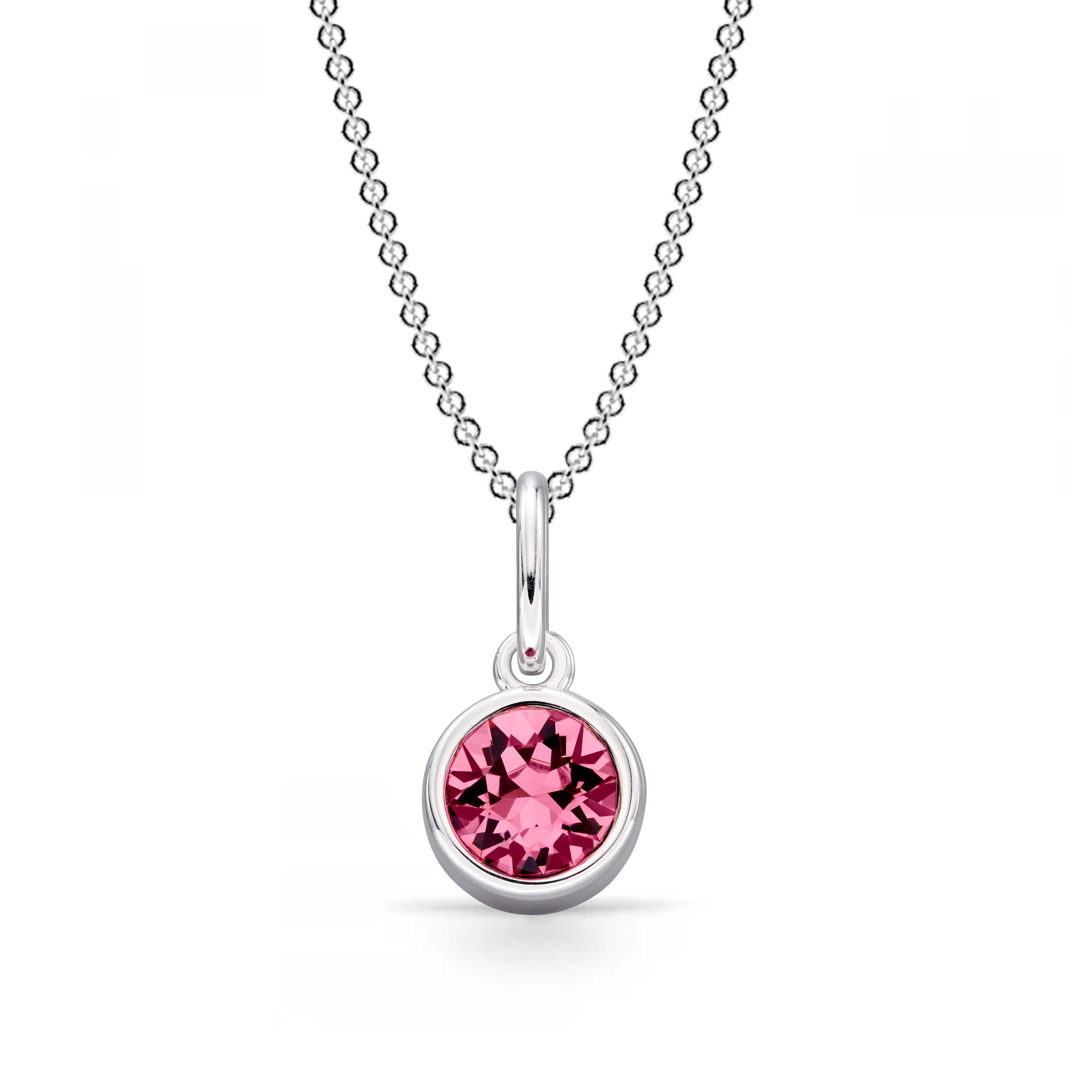 bezel setting round shape tourmaline birthstone pendant